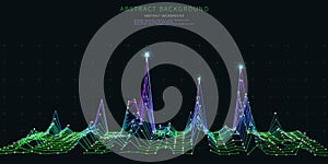 Abstract technology background with color lines on dark. Analytics digital algorithms. Computing concept. Big Data. Banner for