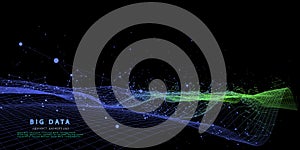 Abstract technology background with color  technology grid. Analytics data algorithms. Computing concept. Banner for business,