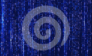 Abstract Technology Background. Computer binary Code matrix. Programming. Coding. Hacker concept. Vector Illustration.