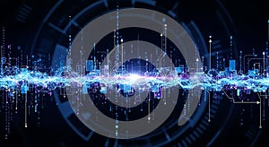 Abstract Technology Background Data Flow, Network, AI, Digital World