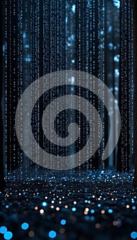 Abstract Technology Background, Digital Binary Code In Cyberspace, Matrix Style Data Stream