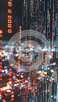 Abstract Technology Background, Digital Binary Code. Programming, Coding, Cybersecurity Concept
