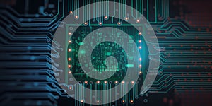 Abstract technology background with digital data binary code and electronic circuit board