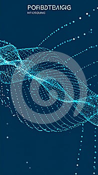 Abstract technology background with dynamic blue glowing particles forming flowing data waves