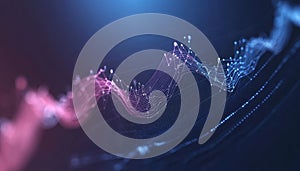 Abstract Technology Background Dynamic Wave of Connected Data Points in Blue and Pink