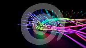 abstract technology background with fiber optic light strands