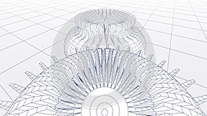 Abstract technology background with gears or cog wheels scheme or blueprint in perspective view