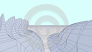 Abstract technology background with gears or cog wheels scheme or blueprint in perspective view