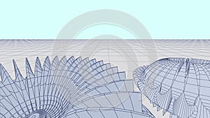 Abstract technology background with gears or cog wheels scheme or blueprint in perspective view