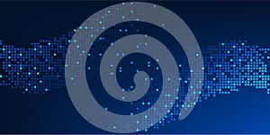 Abstract Technology Background with Geometric Square Wave Patterns, Digital Data Flow Visualization, Futuristic Big Data Stream,