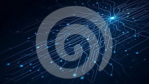 Abstract technology background with glowing lines and connection points