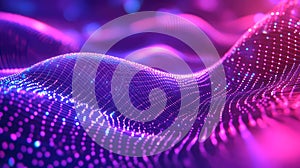 Digital data flowing on technology network background