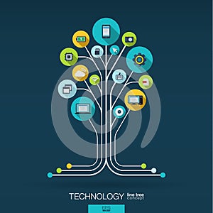 Abstract technology background. Growth tree concept