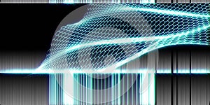 Abstract technology background with hexagons net and blurred lines . Artificial intelligence and internet concept. Blockchain