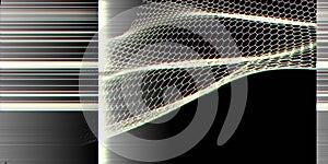 Abstract technology background with hexagons net and blurred lines . Blockchain. Artificial intelligence and internet concept