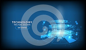 Abstract technology background Hi-tech communication concept, technology, digital business, innovation, science fiction scene