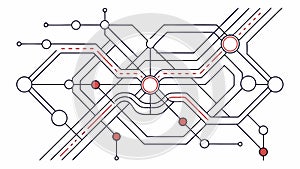 Abstract technology background with interconnected circuit pathways. vector design Generative AI