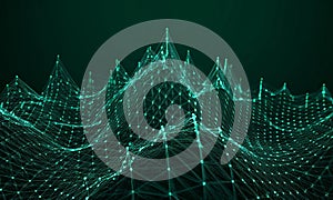 Abstract technology background. Network connection. Big data visualization