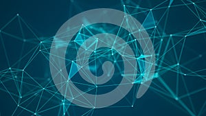 Abstract technology background. Network connection structure on blue background. 3D rendering