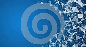 Abstract Technology Background, Network Connection Structure on Blue, Digital Data