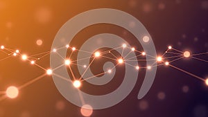 Abstract technology background. Network connection structure with dots and lines. 3d rendering