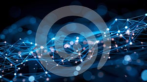 Abstract Technology Background: Neural Network, AI, Data Connection, Futuristic Plexus Design, Blockchain, 3D Rendering