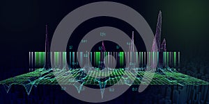 Abstract technology background with noisy algorithm color blurred lines and star. Analytics data algorithms. Computing concept.  B
