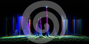 Abstract technology background with noisy algorithm color lines. Analytics data algorithms. Computing concept. Big Data. Banner