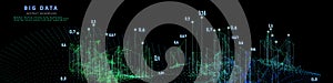 Abstract technology background with polygonal algorithm grid analyze and data. Analytics algorithms data. Big data. Computing