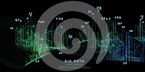 Abstract technology background with polygonal algorithm grid analyze and data. Analytics algorithms data. Computing concept.  Big