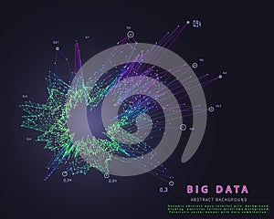 Abstract technology background with polygonal chaotic color grid analyze and data. Analytics algorithms data. Big data. Computing