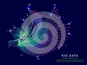 Abstract technology background with polygonal chaotic grid color. Analytics algorithms data. Computing cryptography concept.