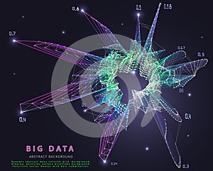 Abstract technology background with polygonal chaotic grid color analyze data. Analytics algorithms data. Computing cryptography