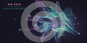 Abstract technology background with polygonal chaotic grid color on dark . Analytics algorithms data. Computing cryptography