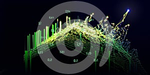 Abstract technology background with polygonal diagram grid and blurred lines on dark. Big Data. Analytics data algorithms.