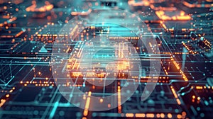 Abstract technology background of a quantum computing system with processor and electronic circuit