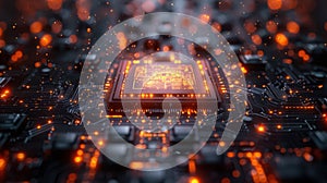 Abstract technology background of a quantum computing system with processor and electronic circuit