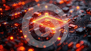 Abstract technology background of a quantum computing system with processor and electronic circuit