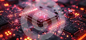 Abstract technology background of a quantum computing system with processor and electronic circuit