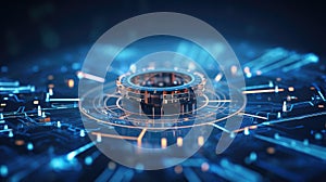 Abstract technology background of a quantum computing system with processor and electronic circuit