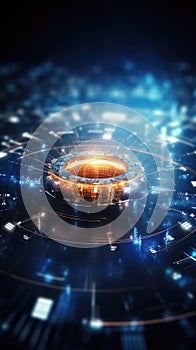 Abstract technology background of a quantum computing system with processor and electronic circuit