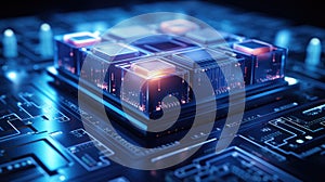 Abstract technology background of a quantum computing system with processor and electronic circuit