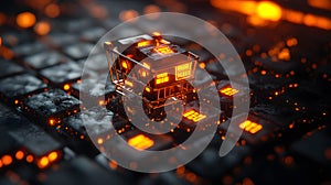 Abstract technology background representing digital chaos, symbolizing data streams, cybersecurity, cloud computing,