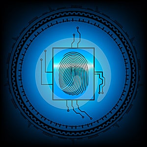Abstract technology background.Security system concept with fingerprint . Eps 10 illustration