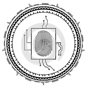 Abstract technology background.Security system concept with fingerprint . Eps 10 illustration