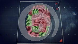 Abstract technology background. Security system concept with fingerprint scanning.