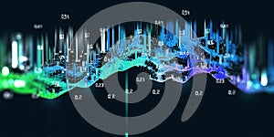 Abstract technology  background with triangle  wireframe algorithm analyze and blurred lines. Quantum cryptography.  Analytics