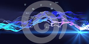 Abstract technology  background with triangle  wireframe algorithm analyze and blurred lines. Quantum cryptography.  Analytics