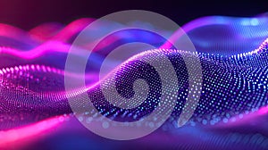 Digital wave flowing particles representing data information