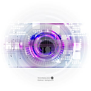 Abstract technology background with various technological elements. Vector illustration.